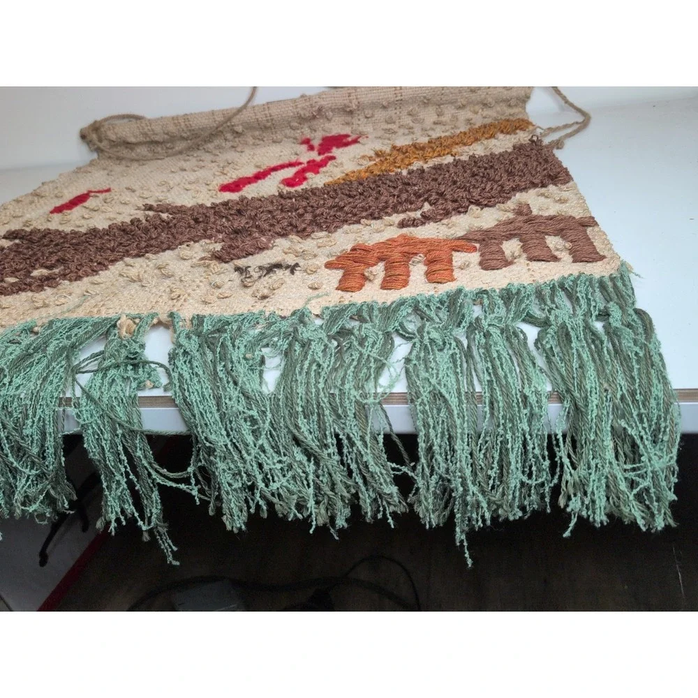 Large Unique Vintage Macrame Tapestry Wall Hanging Art Tree Village 40